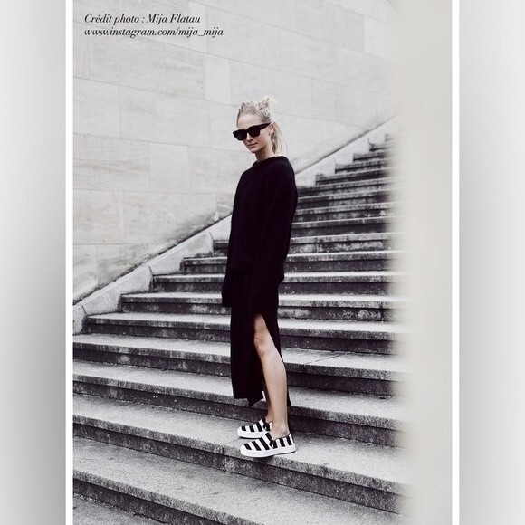 Celine Black/White Striped Canvas Slip On Sneakers - Picture 12 of 16